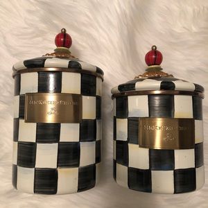 MacKenzie-Childs Courtly Check Enamel Canisters